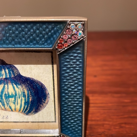 Jay Strongwater Miniature Blue Enamel Frame with Dragonfly  Mini Picture Frame - Jay Strongwater - Blue Enamel Swarovski Square Frame